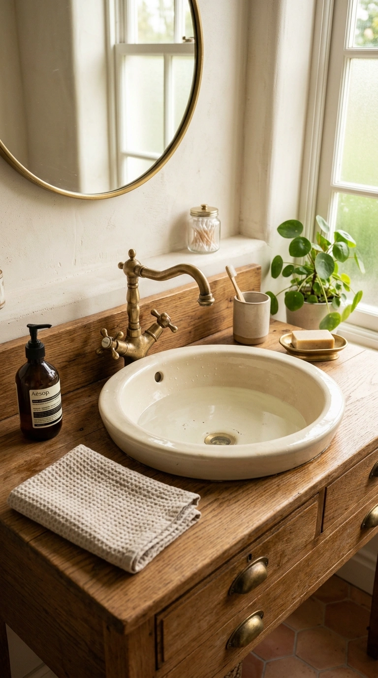 025 Cream Ceramic Sink A cream colored ceramic sink ba