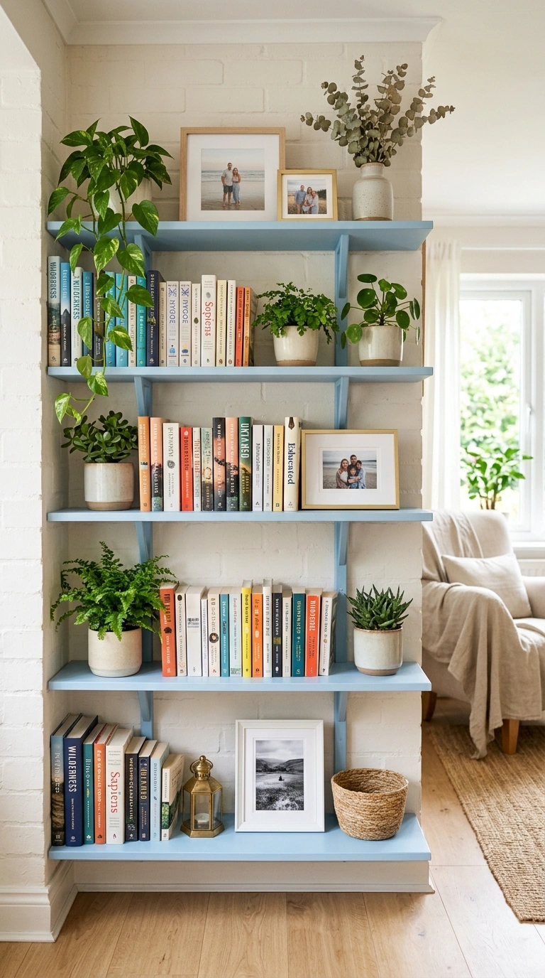 025 Sky Blue Shelving Open shelving painted soft sky b