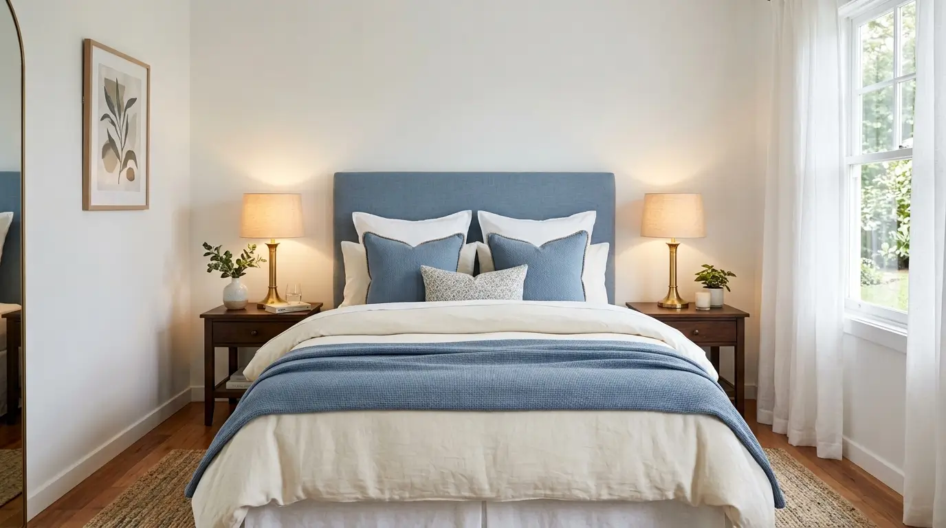Bedroom with bed and lamps 202608231815