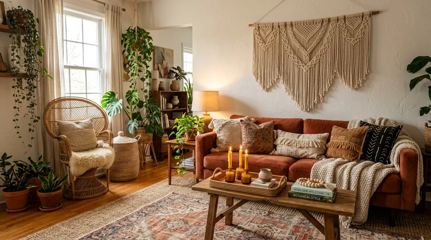 Bohemian living room interior decor 202608211304