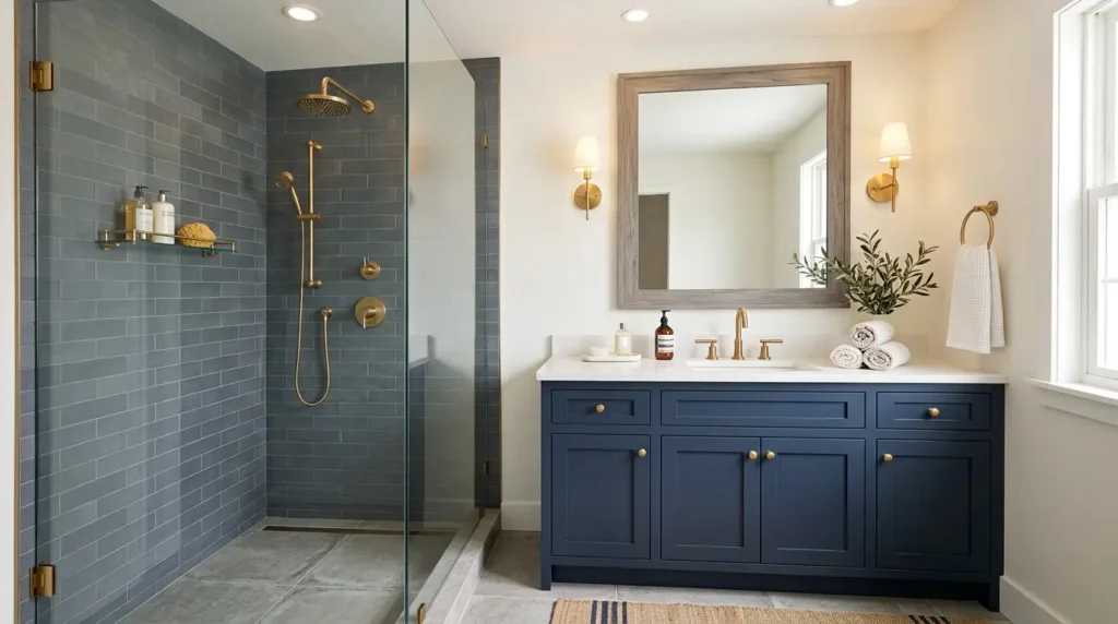 Calming bathroom vanity and shower 202608241901