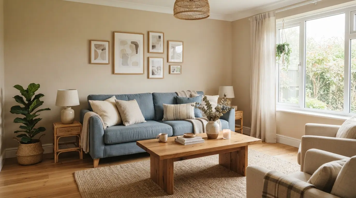 23 Blue and Beige Living Room Ideas That Make This Classic Pairing Work 1 Living room with blue sofa 202608301408