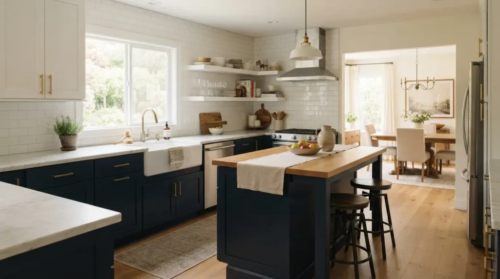 Navy and white kitchen interior 202608171633