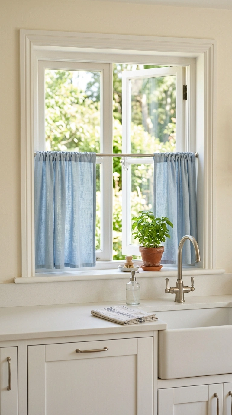 001 Cafe Curtains Classic A kitchen sink window dresse