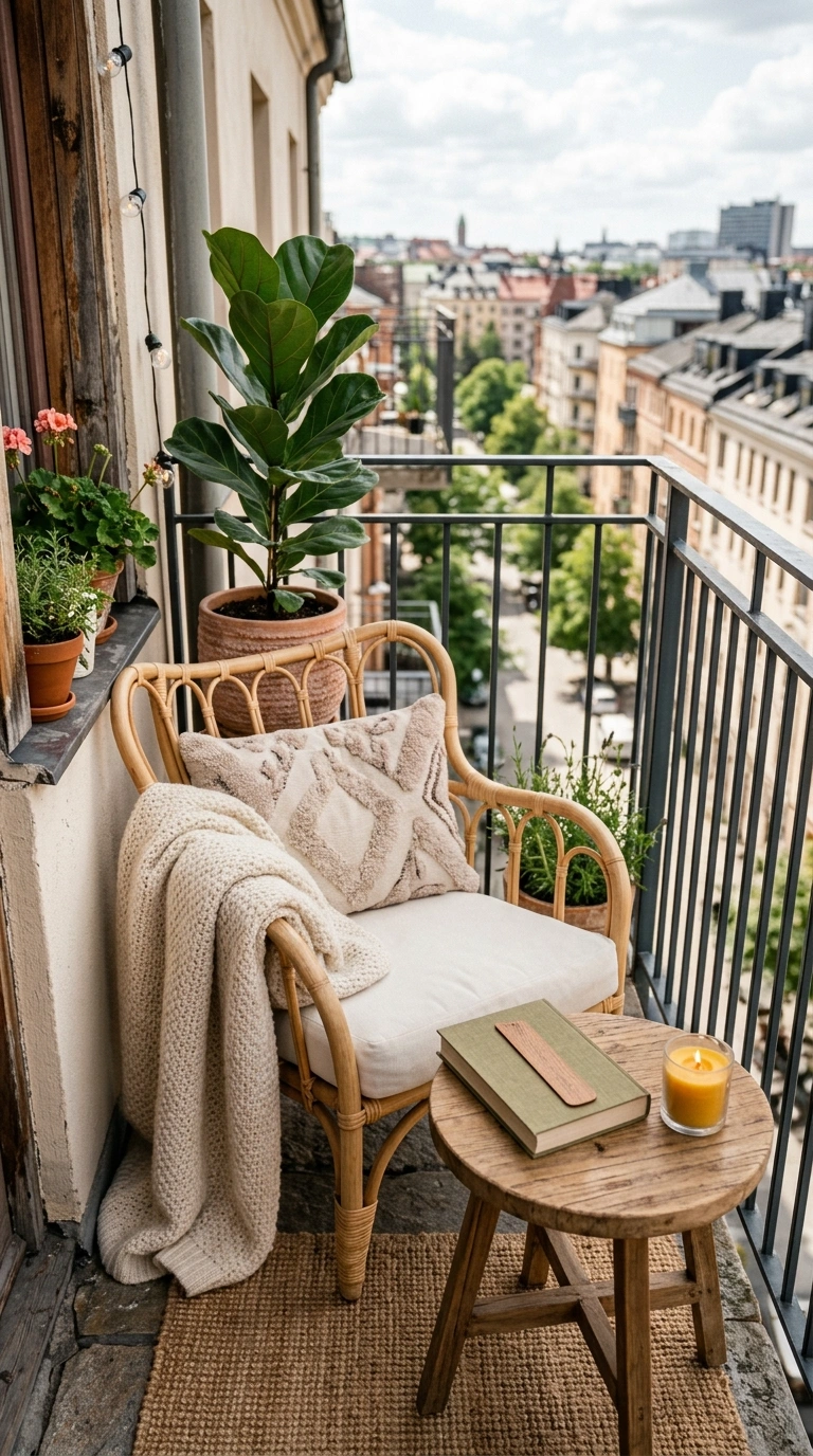 001 Cozy Reading Nook A narrow apartment balcony corne