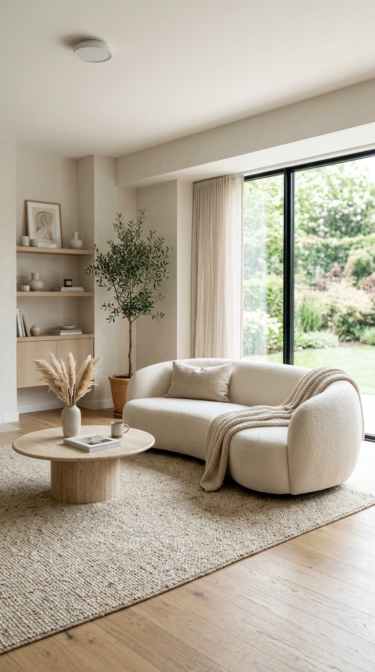 15 Stylish Living Room Trends for 2026 to Inspire Your Next Makeover 2 001 Curved Sofa Silhouette A living room with a low cu