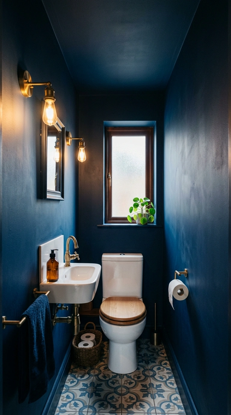 001 Dark Moody Walls A small downstairs toilet with de