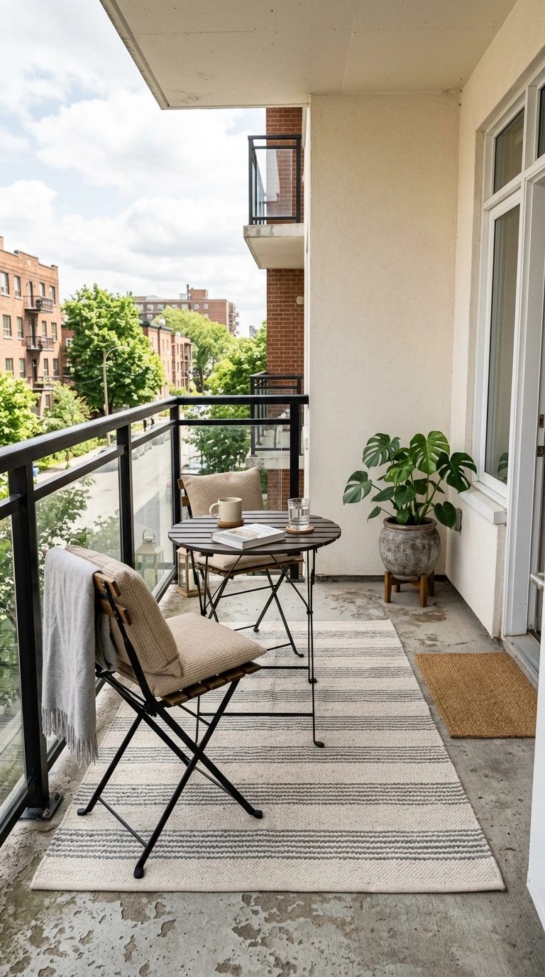 001 Outdoor Rug Base A small apartment balcony with ro