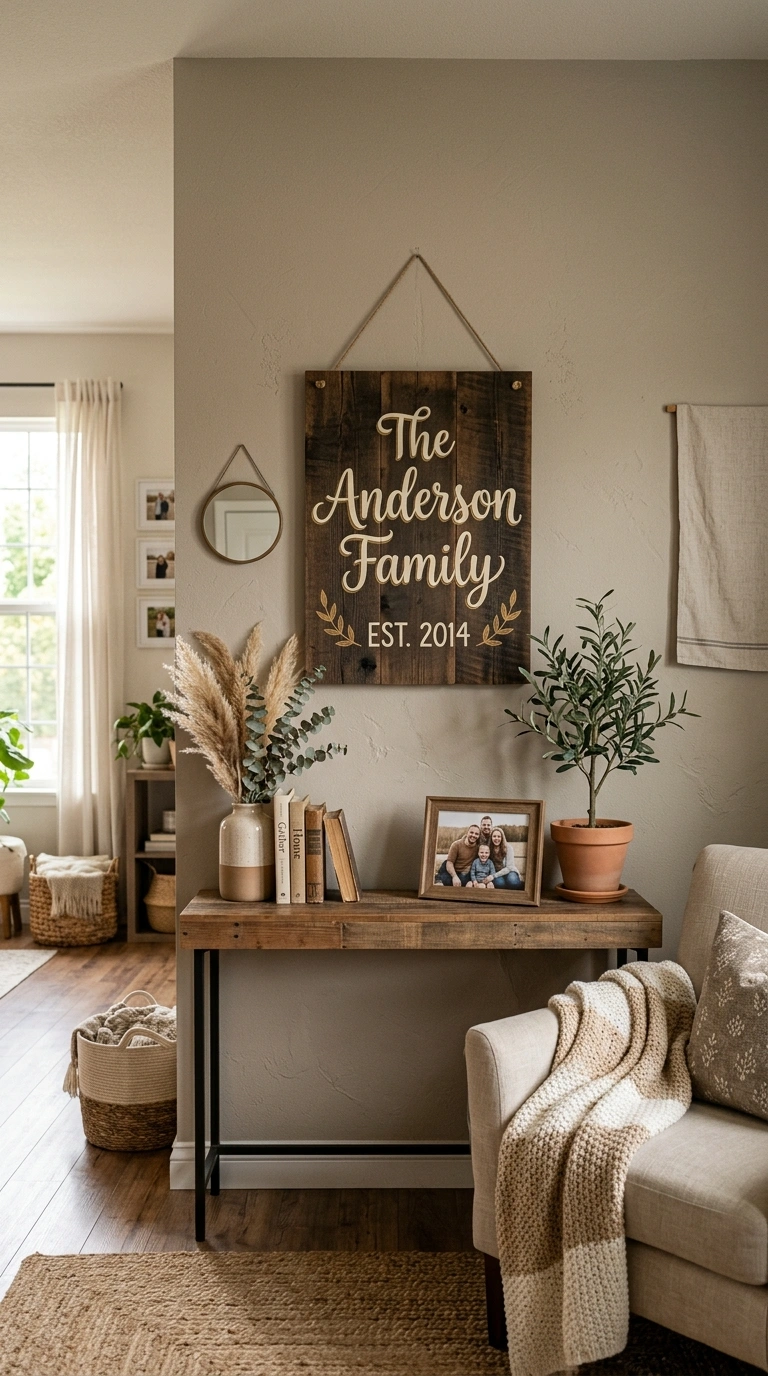 001 Personalized Family Signs A cozy living room wall