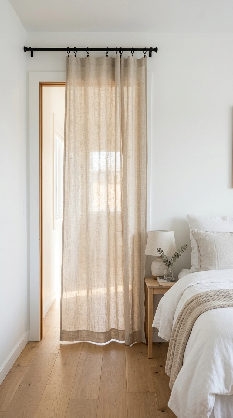 001 Sheer Linen Panel A single sheer oatmeal linen pan
