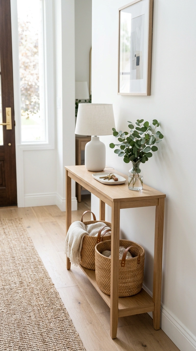 23+ Stunning Entryway Decor Ideas To Try Now 2 001 Slim Console Table A narrow white entryway wall wi
