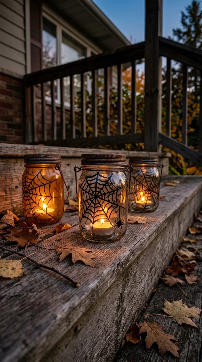 21 Dollar Tree Halloween DIY Ideas for a Spooky Home 2 001 Spooky Mason Jar Lanterns Three small glass mason
