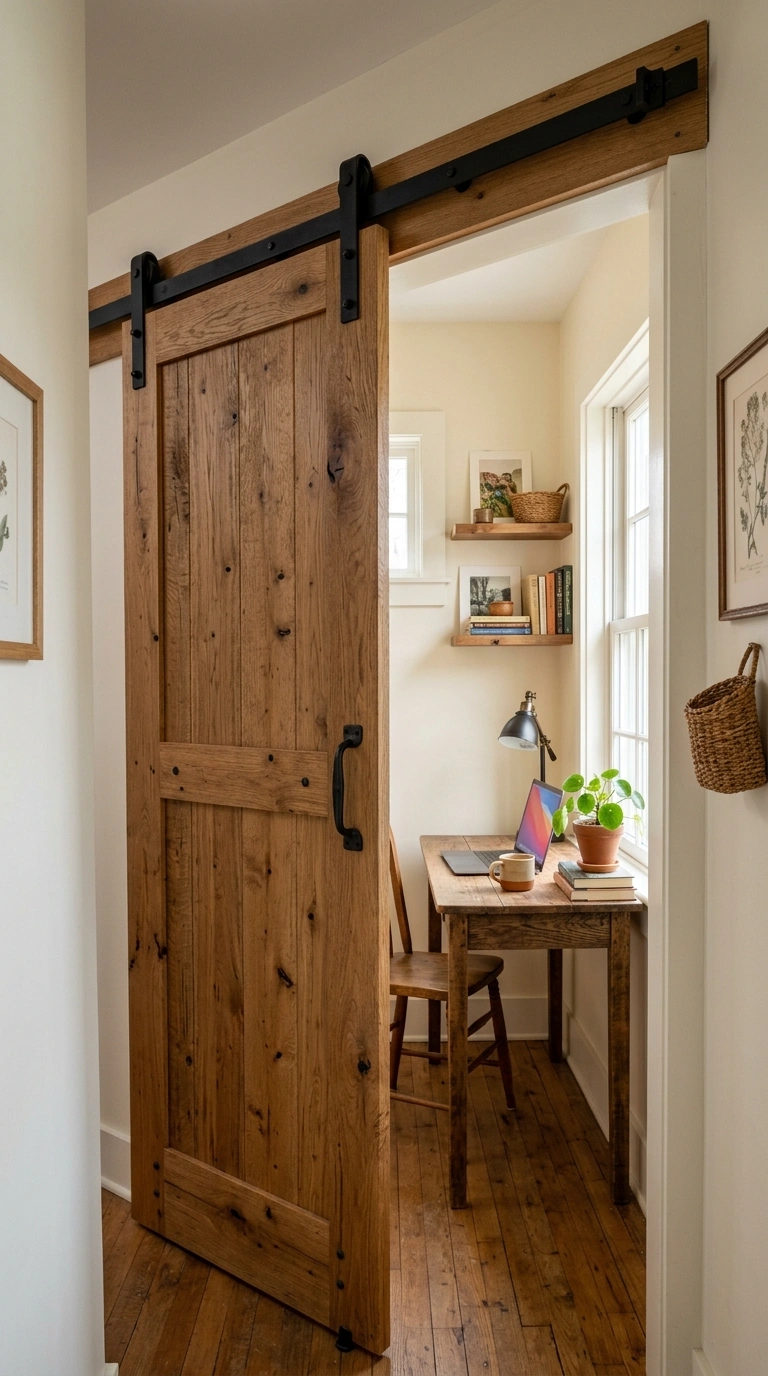 002 2 Sliding Barn Door A warm wood sliding barn door