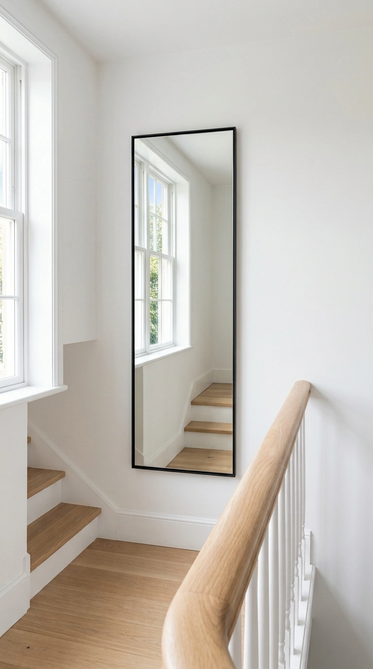 002 21Staircase Landing Mirror A tall vertical mirror