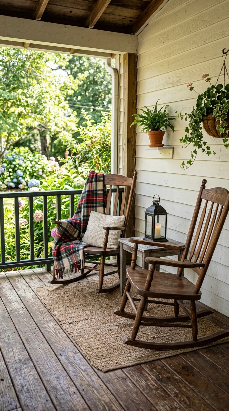 002 Cozy Rocking Chair Corner A covered porch corner w