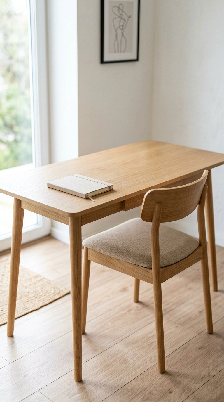 002 Minimalist Wood Desk A simple light oak desk with