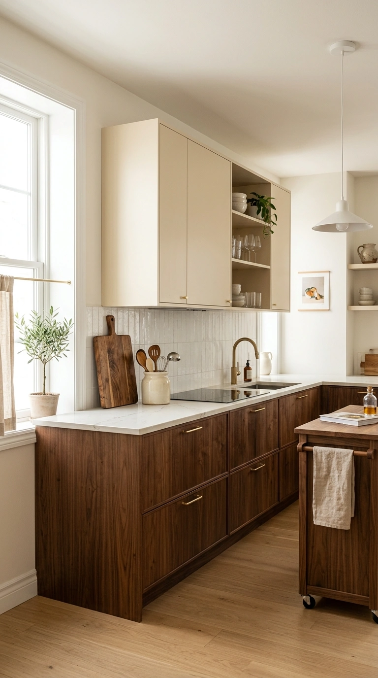 002 Walnut Lower Cabinets A two tone kitchen with cash