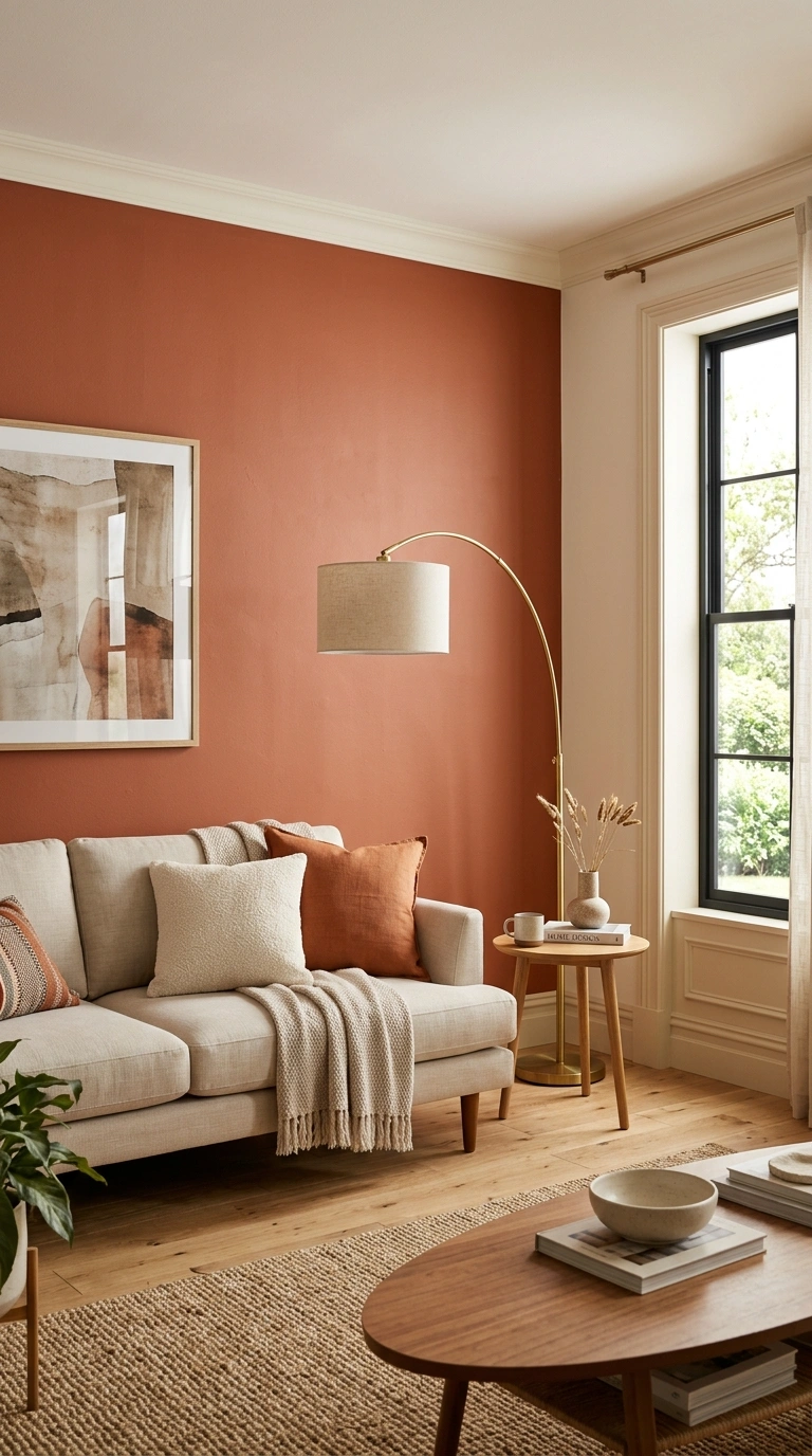 15 Stylish Living Room Trends for 2026 to Inspire Your Next Makeover 3 002 Warm Terracotta Walls A living room with one terra
