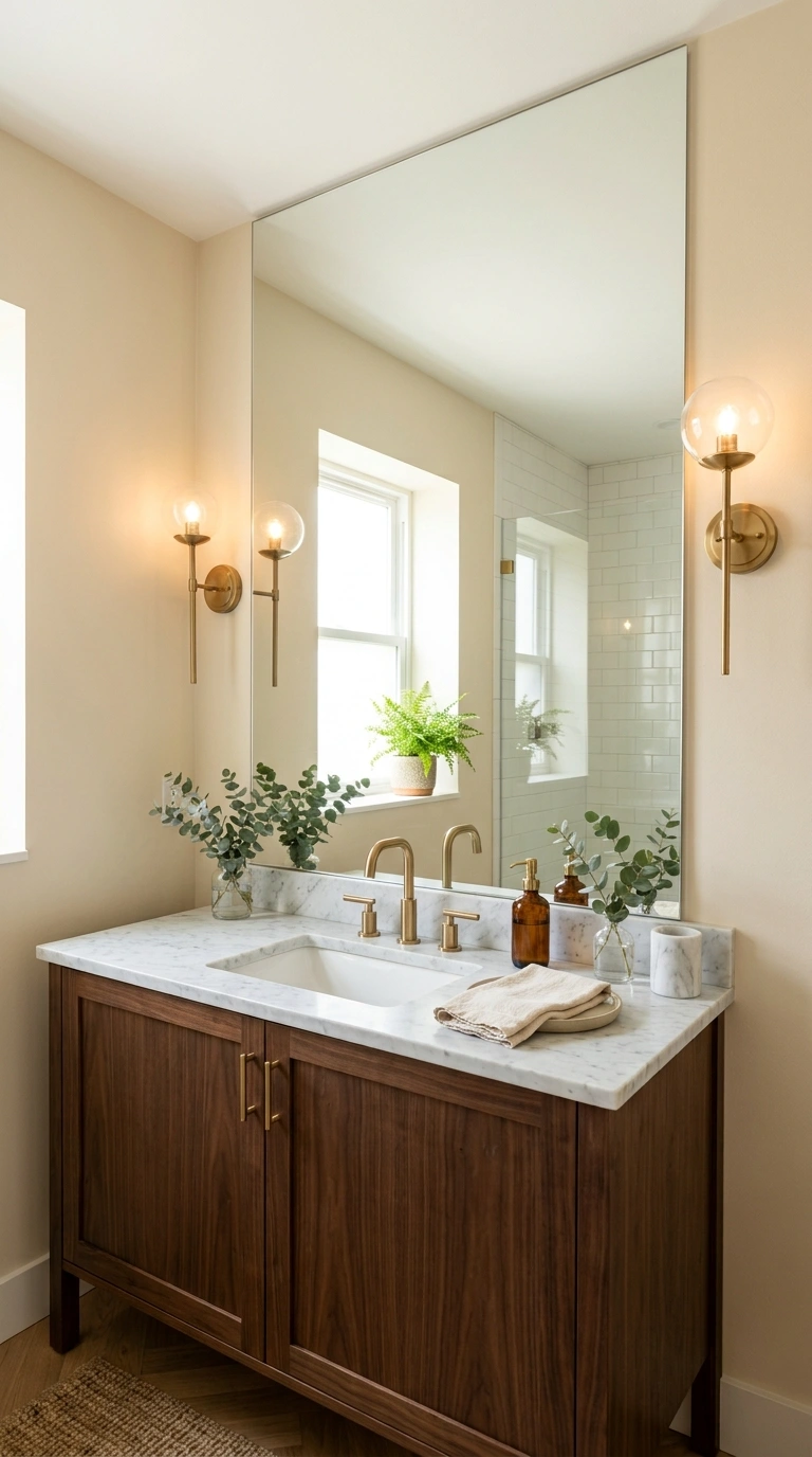 003 3 Mirror Wall Trick A small bathroom vanity wall w