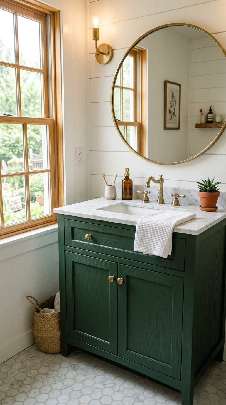 003 Colorful Vanity Cabinet A small bathroom with a de