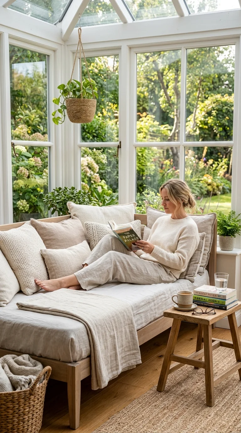 18 Sunroom Ideas for a Bright and Cozy Retreat 4 003 Daybed Reading Nook A sunroom daybed against a win