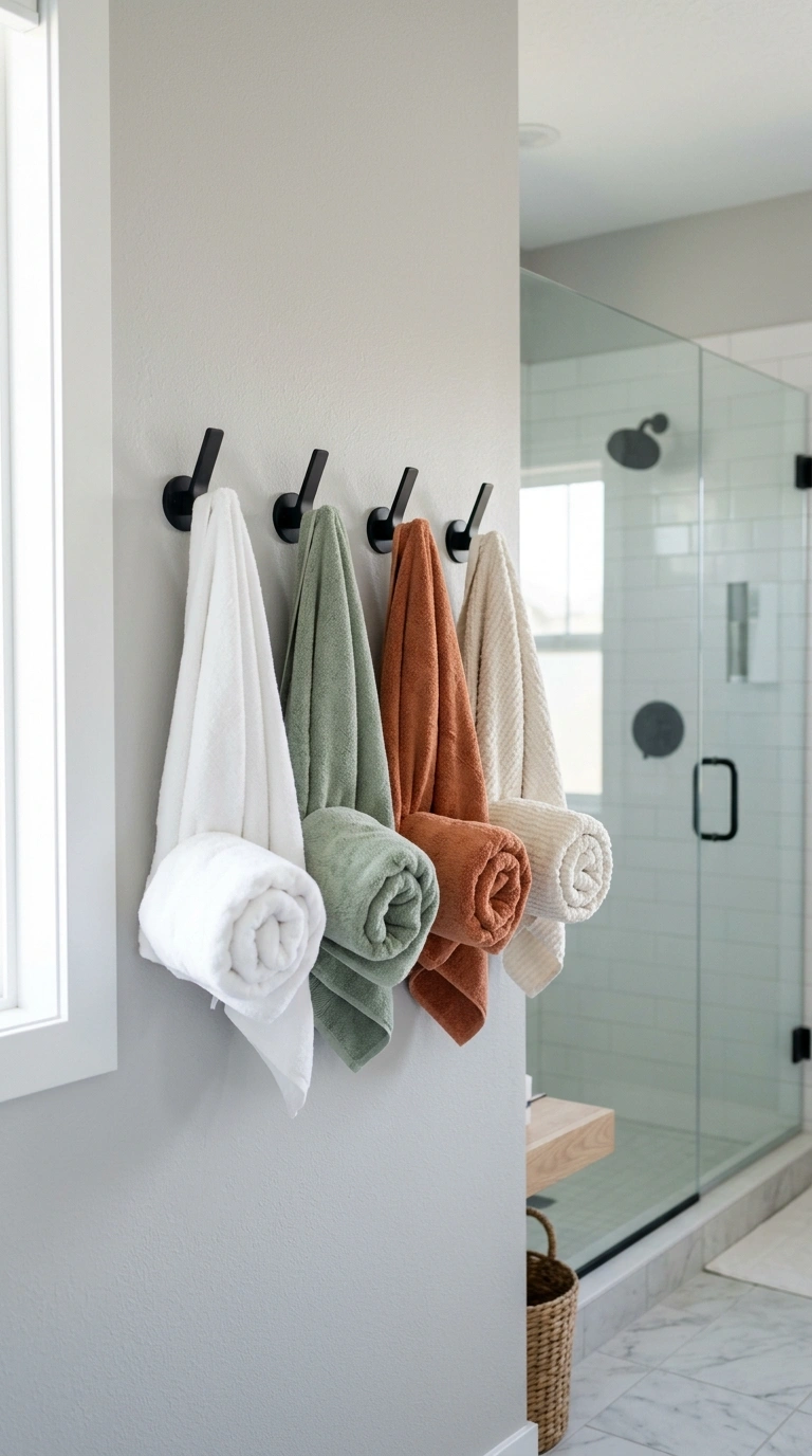 003 Hooks Row Wall A neat row of four matte black hook