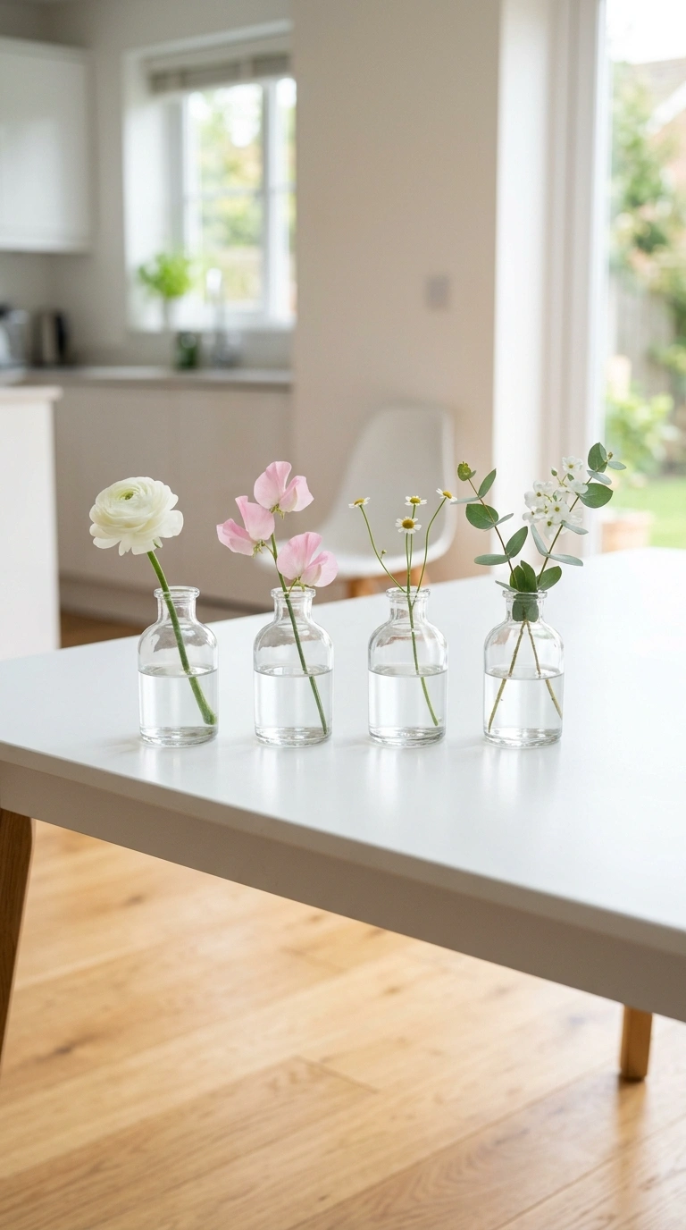 003 Simple Glass Vase Row A modern white kitchen table 1