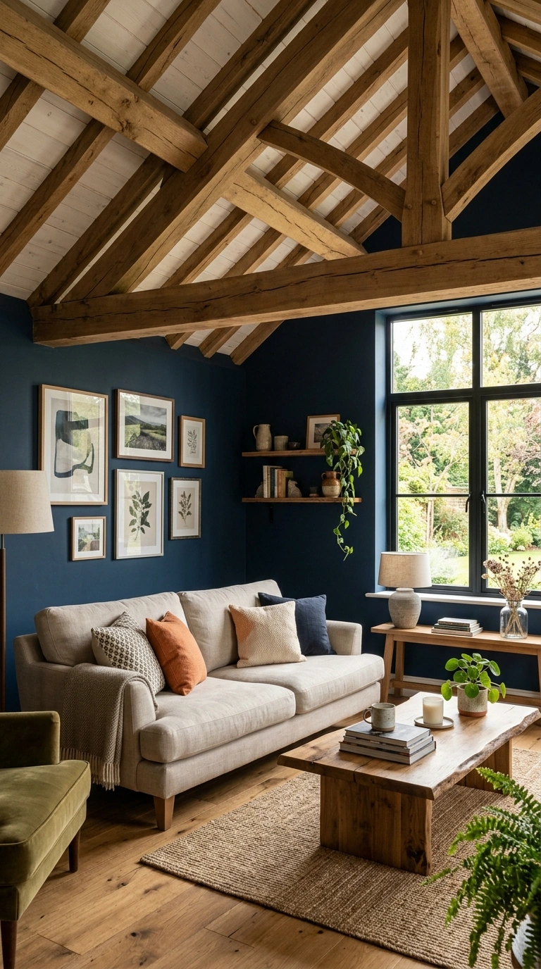 004 4 Wood Beam Ceiling A living room with natural woo