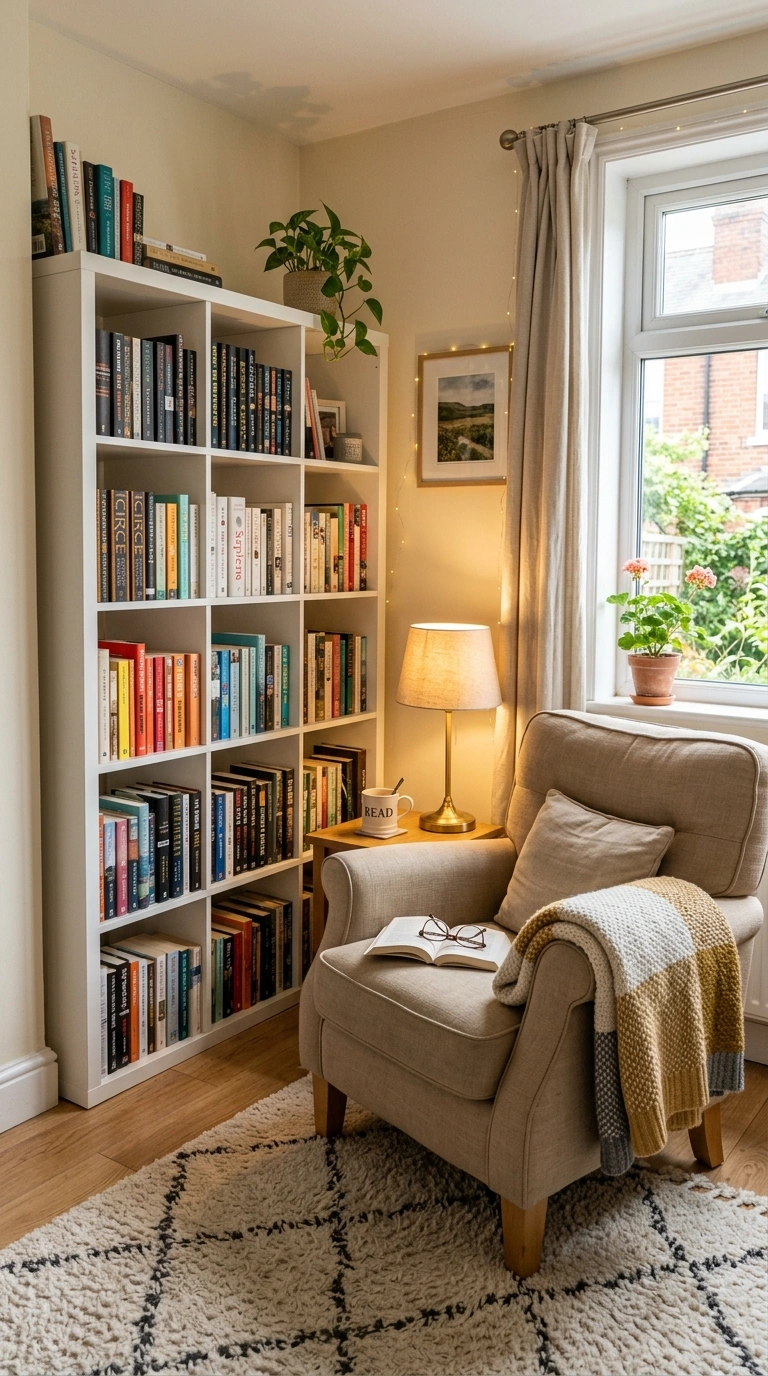 18 Genius IKEA KALLAX Bedroom Ideas That Transform Your Space 5 004 Cozy Reading Nook A bedroom corner with a tall Kal