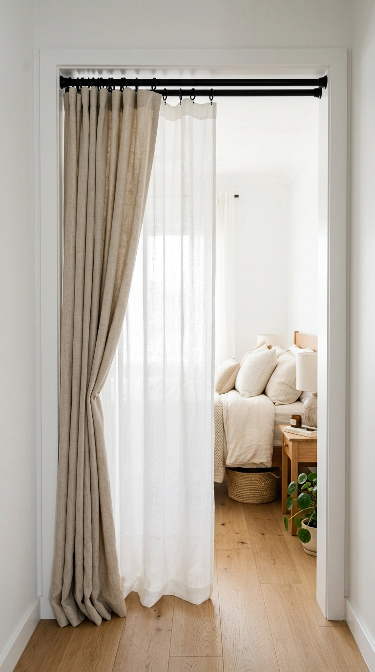 004 Double Layered Panels A bedroom doorway with two c
