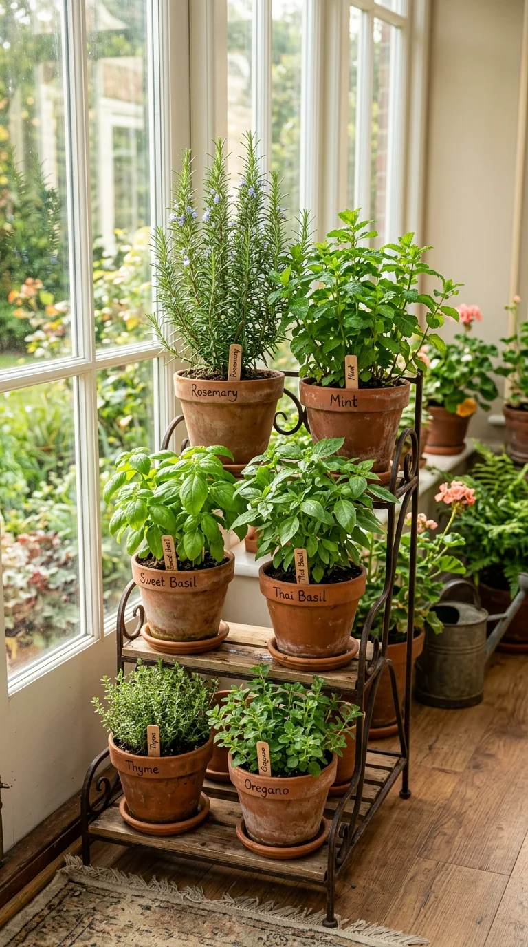 18 Sunroom Ideas for a Bright and Cozy Retreat 5 004 Indoor Herb Garden A sunroom plant stand near a br