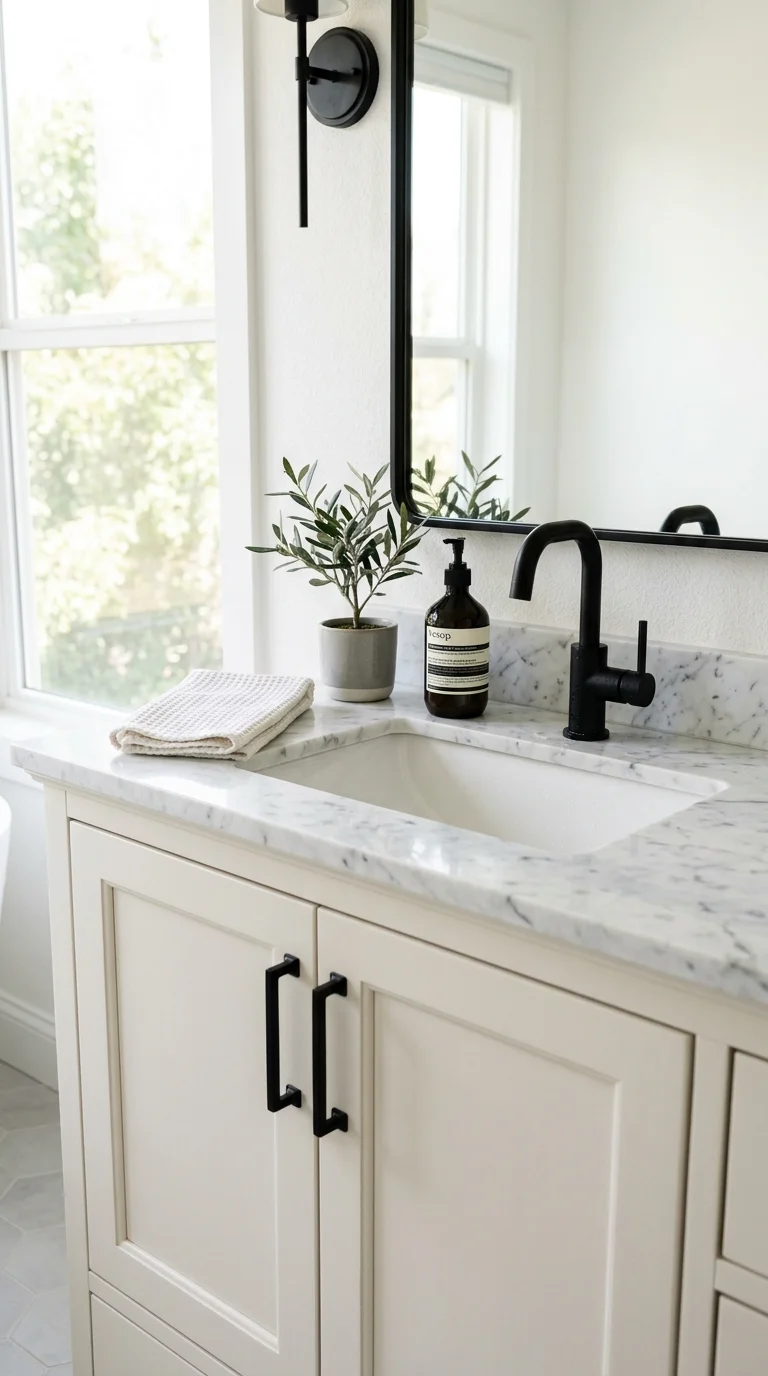 19 Bathroom Remodel Ideas to Refresh Your Space 5 004 Matte Black Fixtures A bathroom sink with a matte