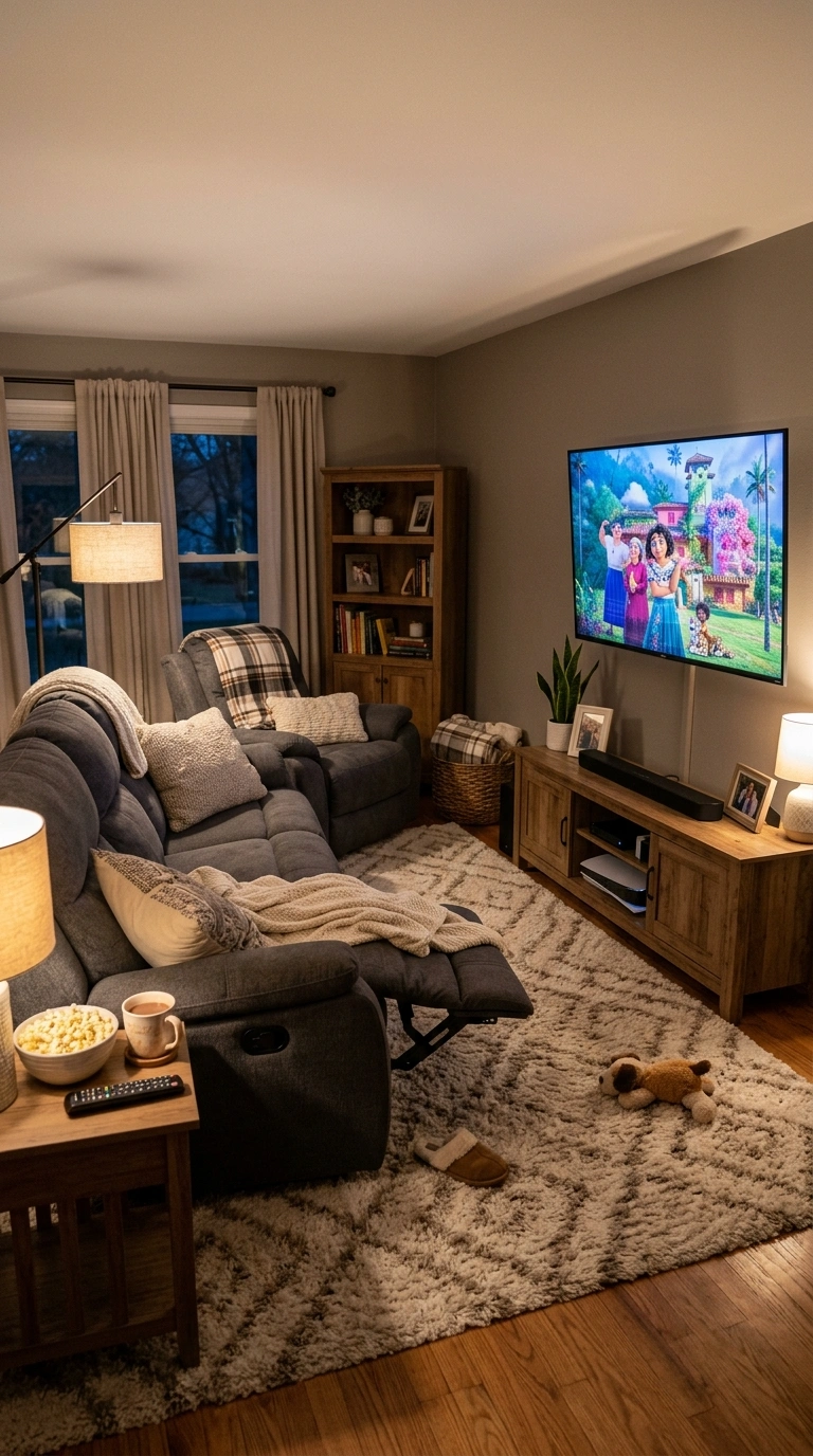 005 Family Movie Corner A living room corner with a th