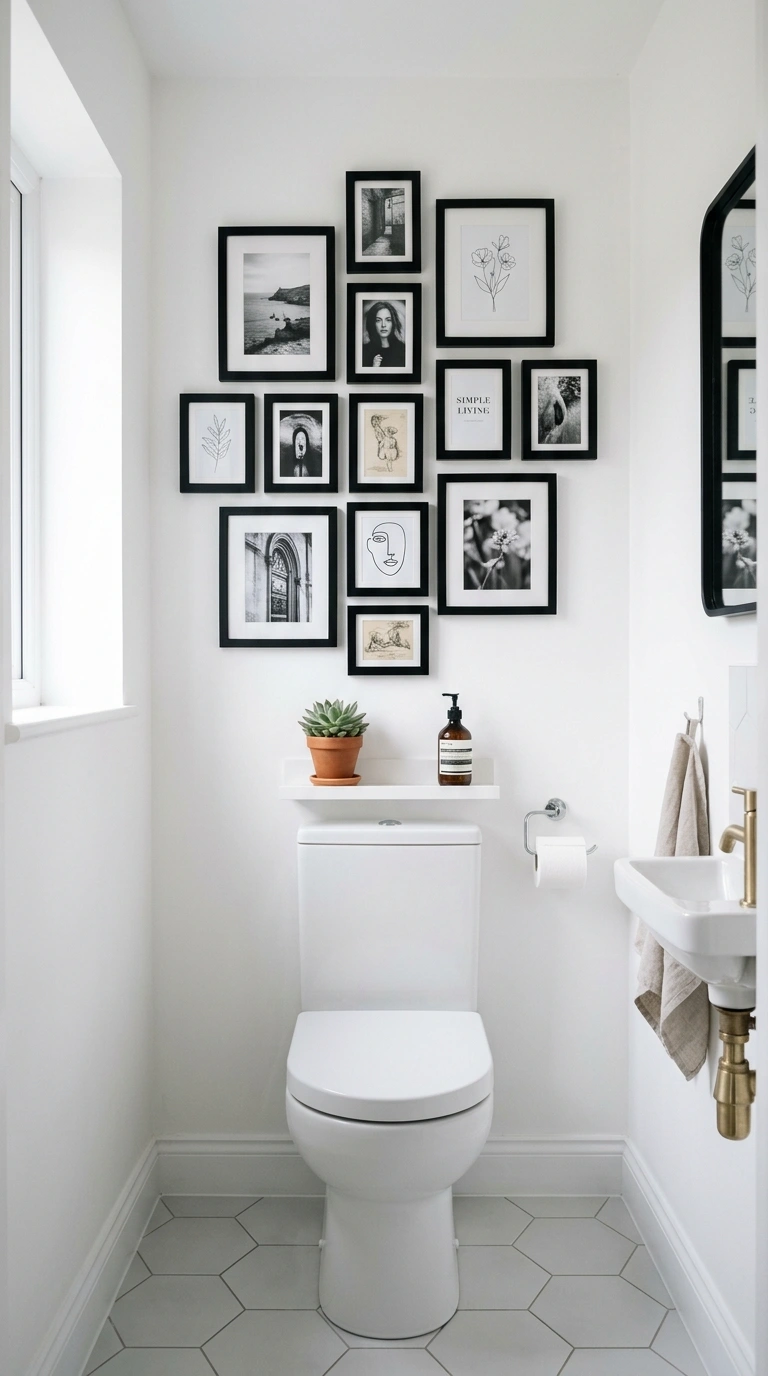 005 Framed Gallery Wall A small downstairs toilet with