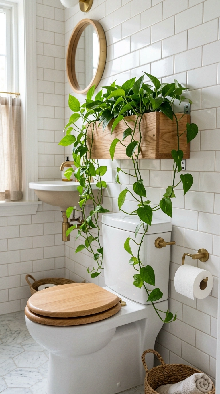 005 Wall Mounted Planter A bathroom with a wooden wall