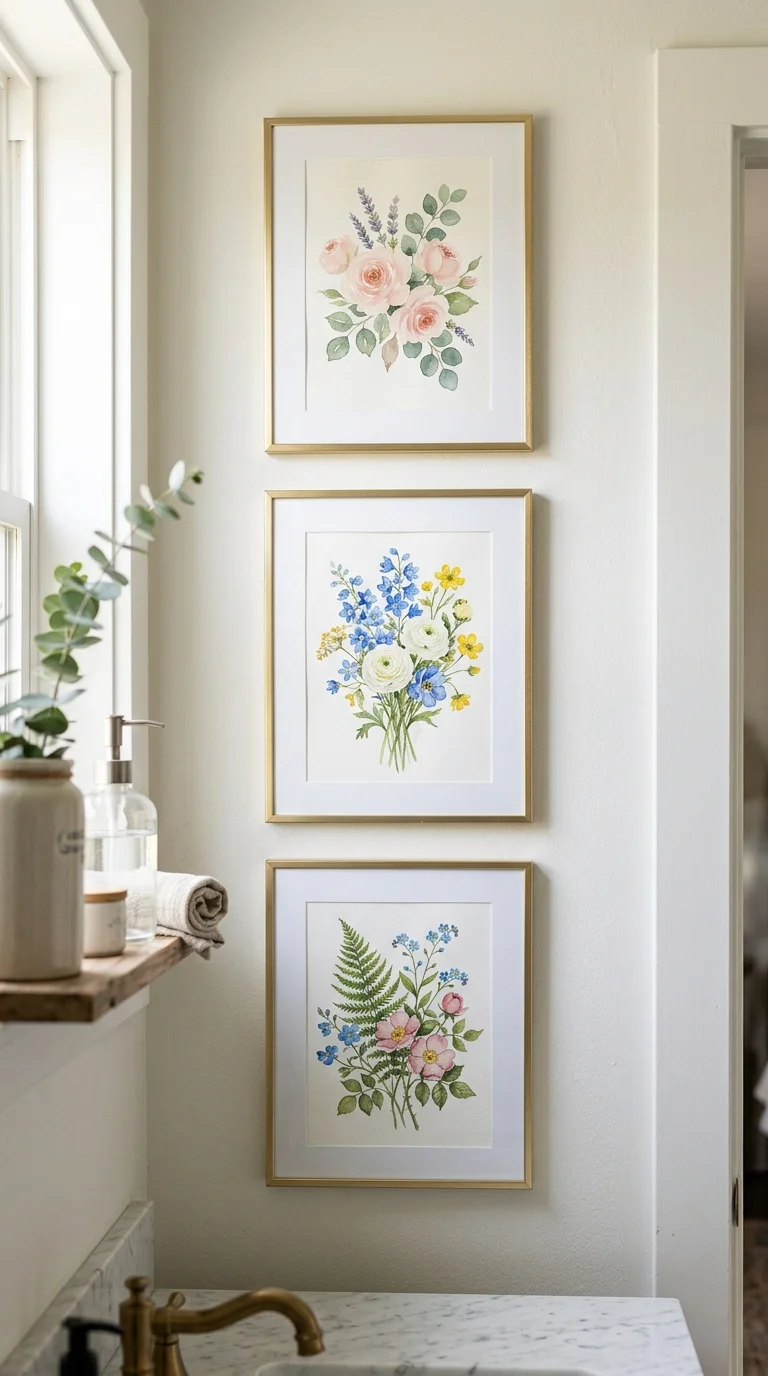 005 Watercolor Floral Set A stacked set of three water