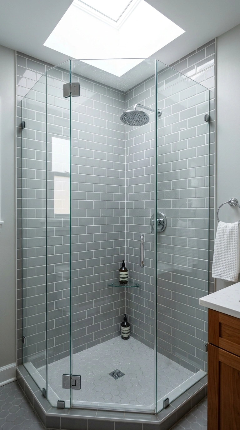006 6 Glass Shower Door A small bathroom shower with a
