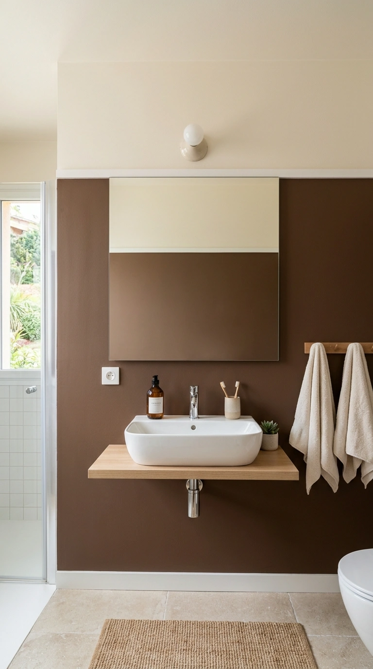 006 Painted Brown Walls A bathroom with mocha brown pa