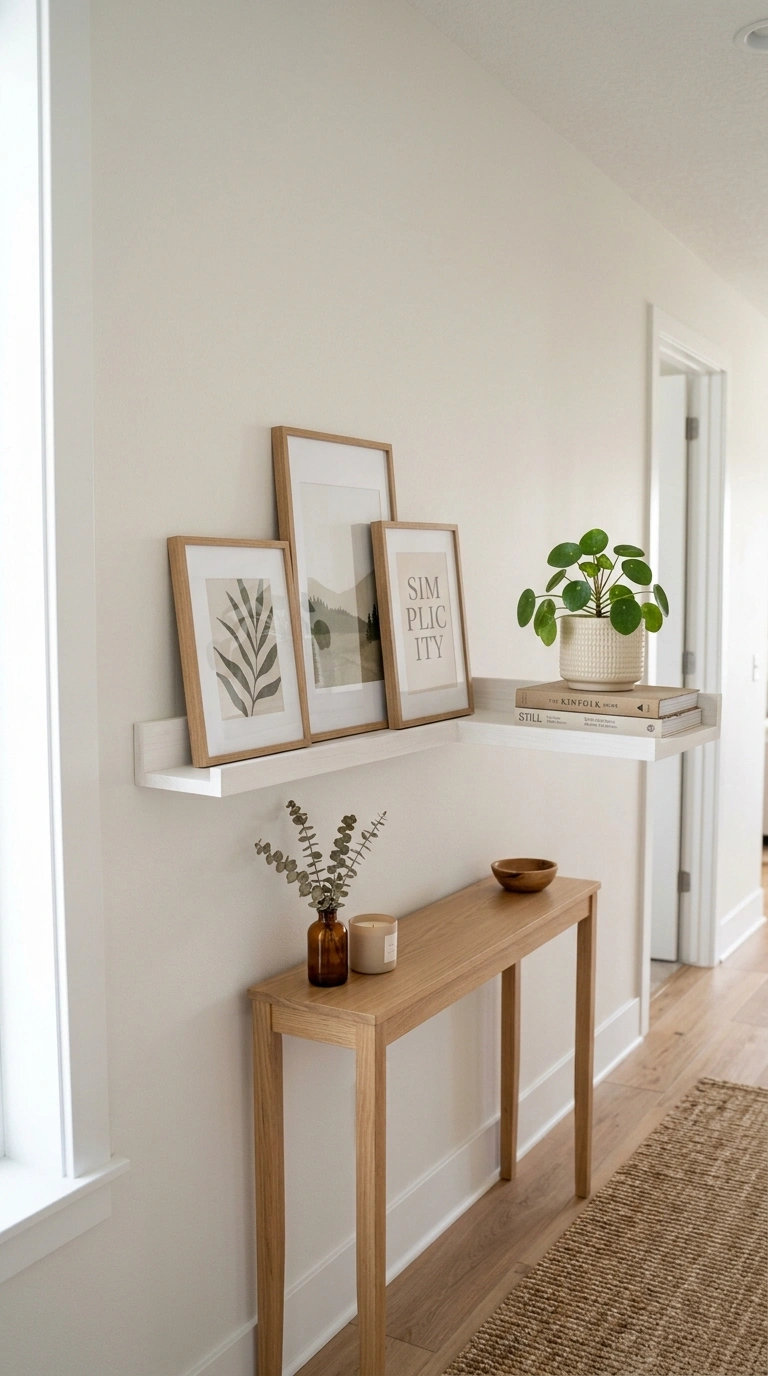 19 Easy Wall Ideas To Make Any Room Look New 7 006 Picture Ledge Display A hallway wall with a long w