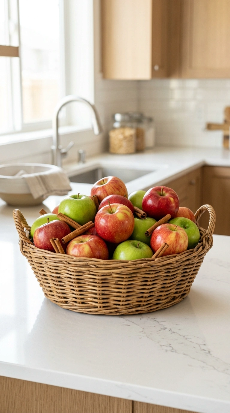 16 Beautiful Fall Basket Ideas to Add Seasonal Charm 8 007 Apple Filled Basket A kitchen counter with a baske