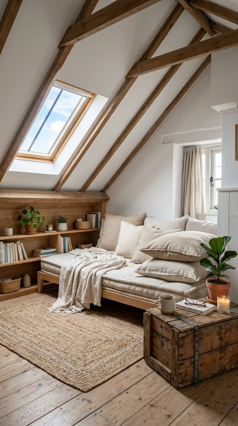23 Simple Reading Nook Ideas You Can Set Up Today 8 007 Attic Slope Nook A low daybed under a sloped attic