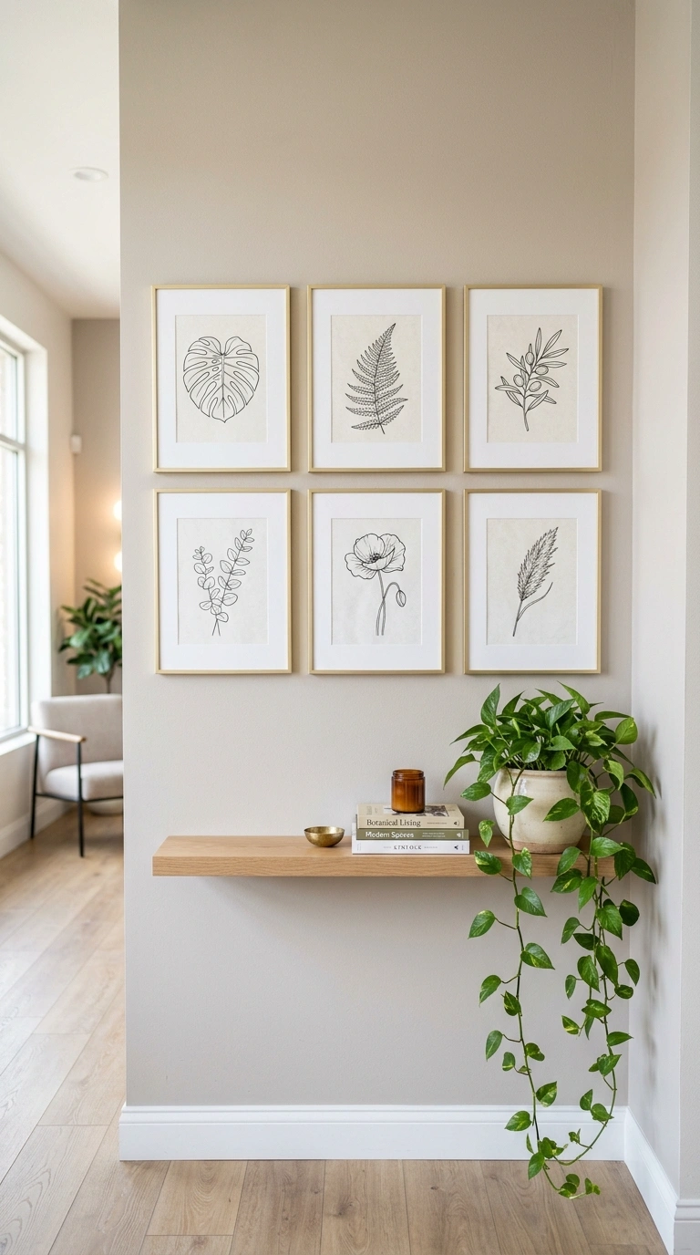 22 Stunning Beauty Salon Interior Design Ideas on a Budget 8 007 Botanical Wall Art A salon hallway wall with a gri