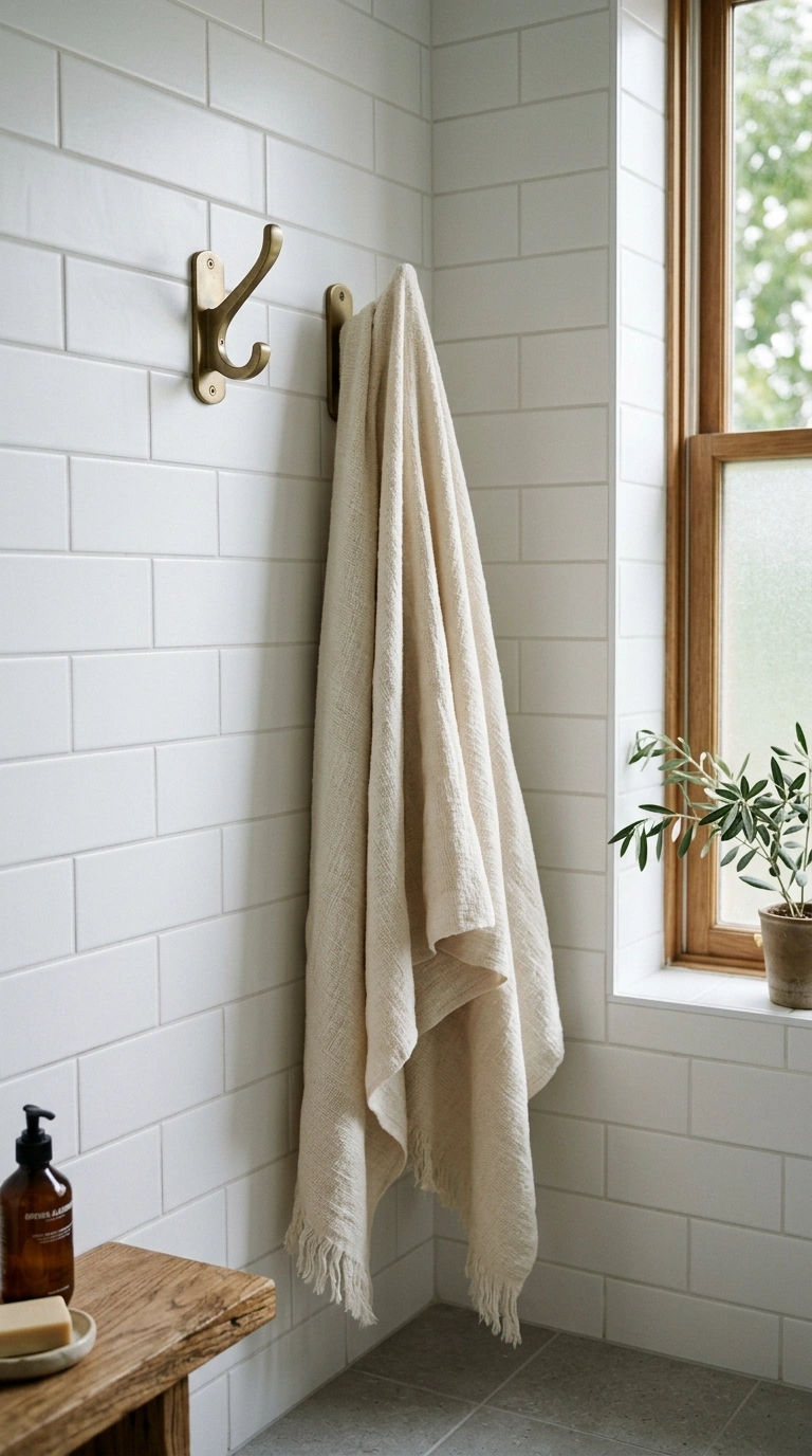 007 Corner Hook Nook A bathroom corner with two brushe