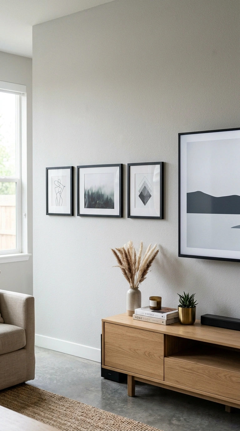 007 Framed Art Trio Three small black framed prints of
