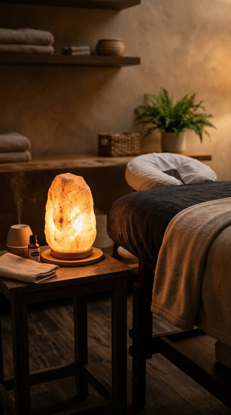 24 Dreamy Massage Room Ideas for Your Own Home Spa 8 007 Himalayan Salt Lamp A glowing Himalayan salt lamp