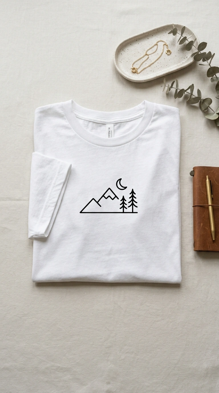 007 Iron On T Shirt Designs A flat lay of a folded whi