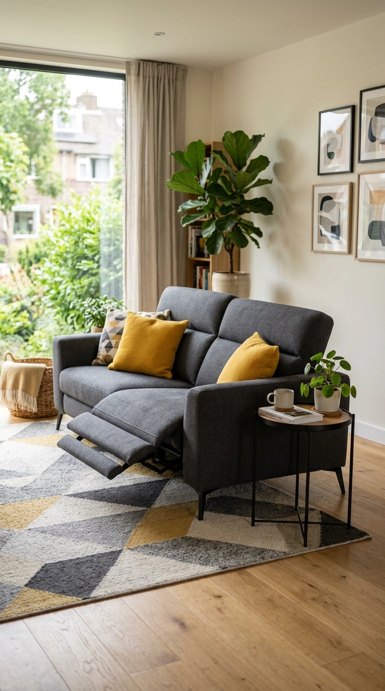 007 Modern Gray Recliner A modern living room with a l