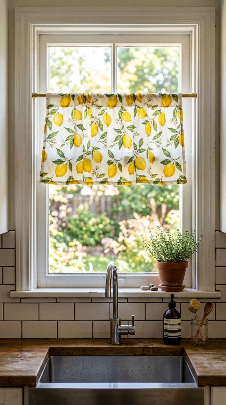 007 No Sew Tea Towel A small kitchen window above the