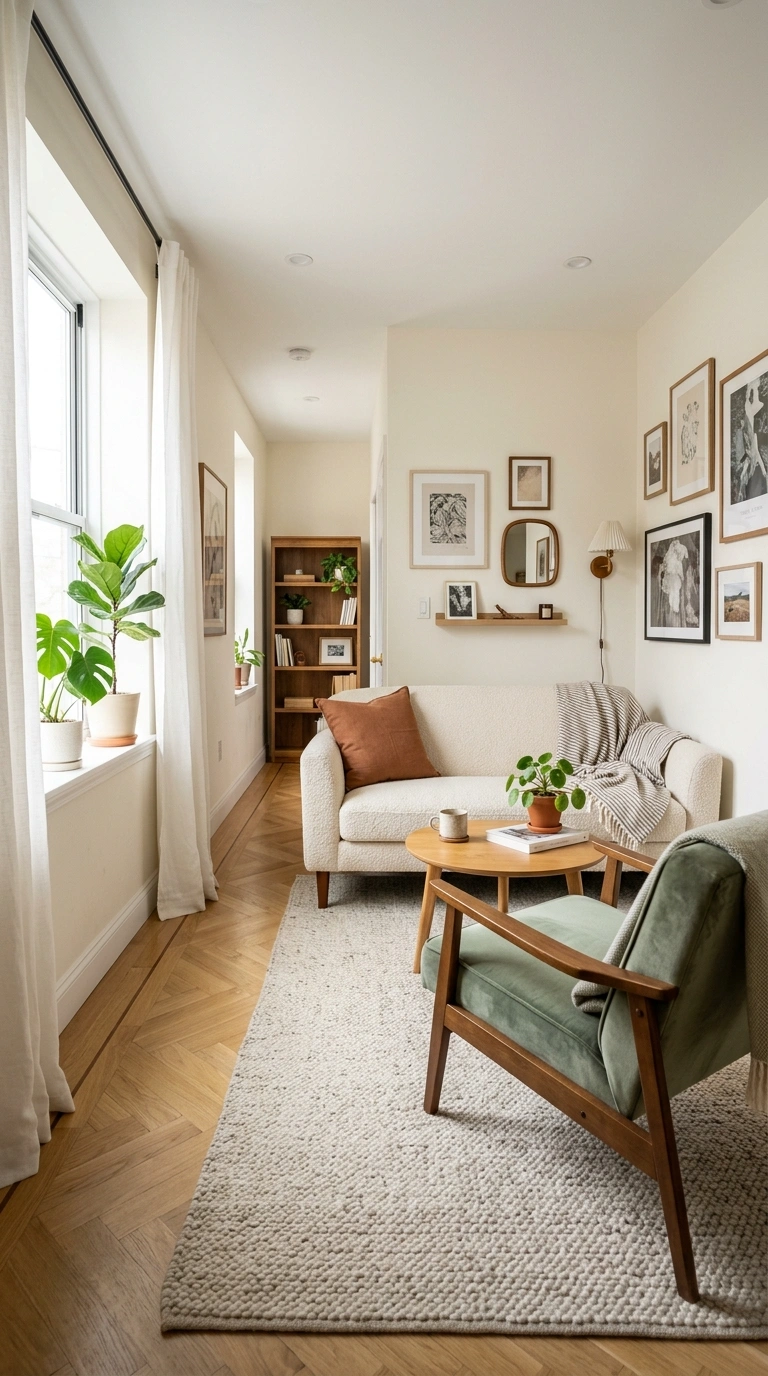 007 Pull Furniture Forward A narrow living room with a