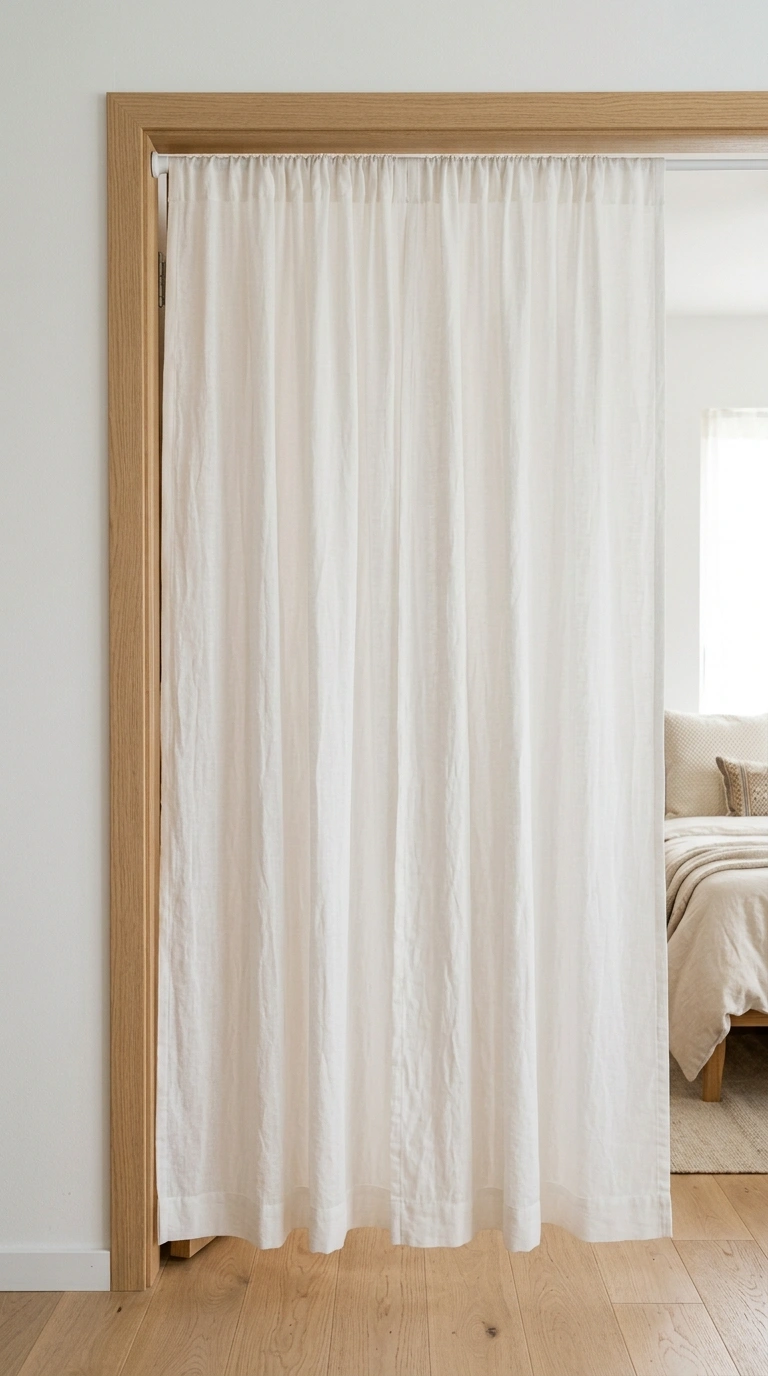 007 Tension Rod Panel A light white cotton curtain han